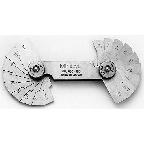 Mitutoyo 186-110, Radius Gage Set, 18 Pairs of Leaves, 0.4mm