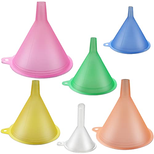 Embudo de color pequeño embudo juego de 6, embudos de plástico PP de grado alimenticio, ideal para botellas de llenado de cocina, líquido, transferencia de agua Cover
