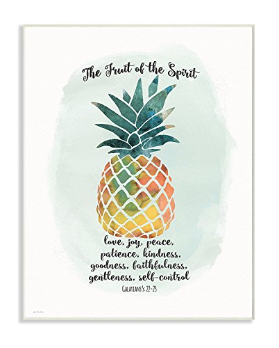 Stupell Industries mwp-268_wd_10x15 The Fruit of the Spirit Multicolored Pineapple Wall Plaque Art, 10 x 15 Inch (Pack of 1)