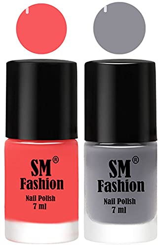 Image of Long Lasting Nail Polish | Nail Paint Combo 7 ml Each) - Set of 2 Light Pink-Gray