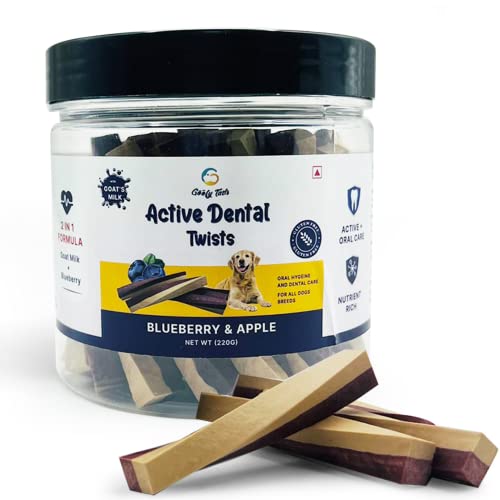 Image of Goofy Tails Active Blueberry and Apple Dental Stick 220g, Dog Treats Non Vegetarian, Dental Sticks for Dogs, Chew Sticks for Dogs, Dog Chew Stick