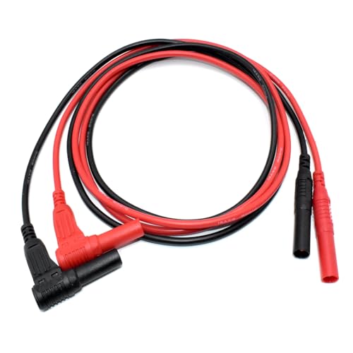 2Pcs Multimeter Test Lead Male to Male Extension Right Angle to Straight 4mm Banana Plug Connectors Meter Leads Heavy Duty Silicone Jumper Wires 14 AWG 3 Feet