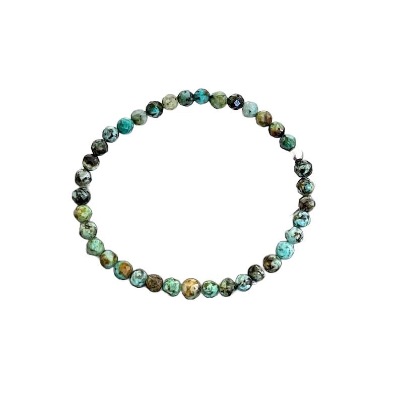 Turquoise naturelle de 4 mm pour ce bracelet d'énergie en perles lisses et cristal