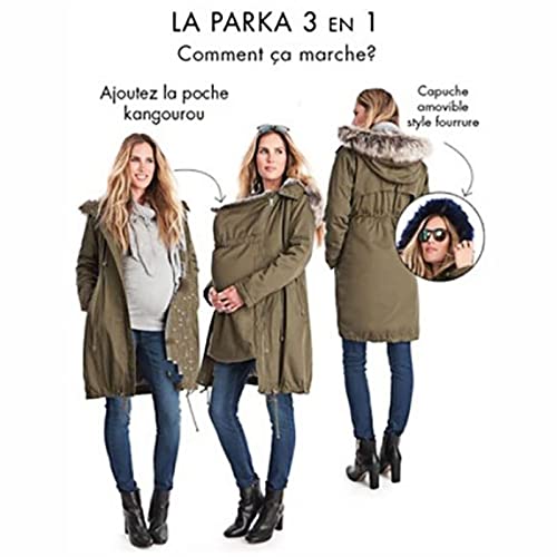 3 Em 1 Maternidade Kangaroo Hoodie, Jaqueta De Parka Feminina Maternidade Baby, Vestindo Jaqueta De