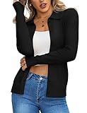 a.Jesdani Cardigan Sweaters for Women Lightweight Trendy Long Sleeve Lapel Collar Button Down Sweaters Fall Fashion 2026 Wool Blend Knit Cardigans Sweater Tops Fall Outfits Black Large