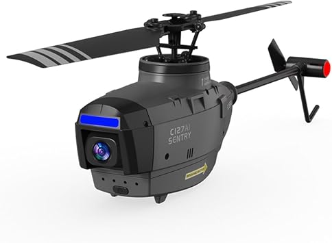 RC ERA C127AI RC Helicopter for Adults, Black Hornet 4CH Single-Rotor Brushless Motors Optical Flow Positioning, Altitude Hold RTF Military Aircraft