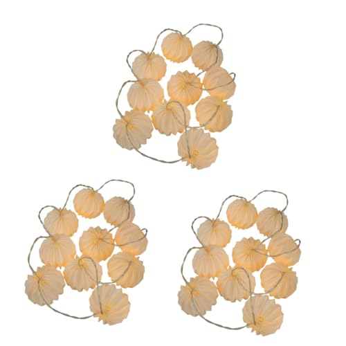 Cabilock 3pcs Pumpkin Shaped LED Light String Decorative Festival Lamp for Home and Party Paper Lantern Design Without Battery Halloween and Autumn Holiday Decoration
