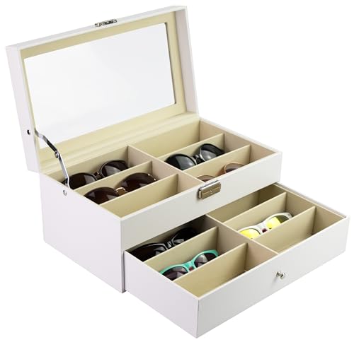Boîte à lunettes pour ranger 12 lunettes de soleil grand format coffret de rangement