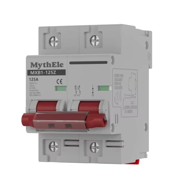 DC Circuit Breaker 125A 500V | 2P C Curve MCB for PV/Solar Systems & Battery | 10kA Breaking Capacity | Fast Trip Time ≤0....