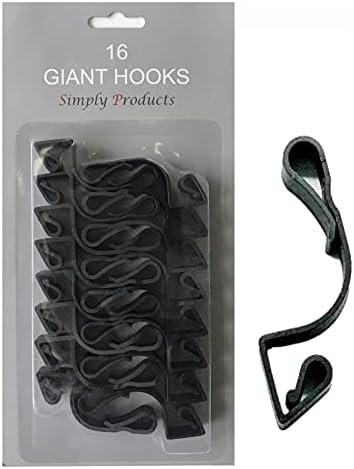 Simply Products 16 Black Giant Gutter Hooks for Hanging Outdoor Christmas Lights Fairy Lights