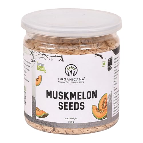 Image of Organicana Natural Muskmelon Seeds 250g (Pack of 1) | Kharbooj Magaj | Kharbhuja Beej for Eating | High in Protein, Potassium, Magnesium & Iron | Immunity Booster Superfood | Healthy Snack, Topping and Cooking Use