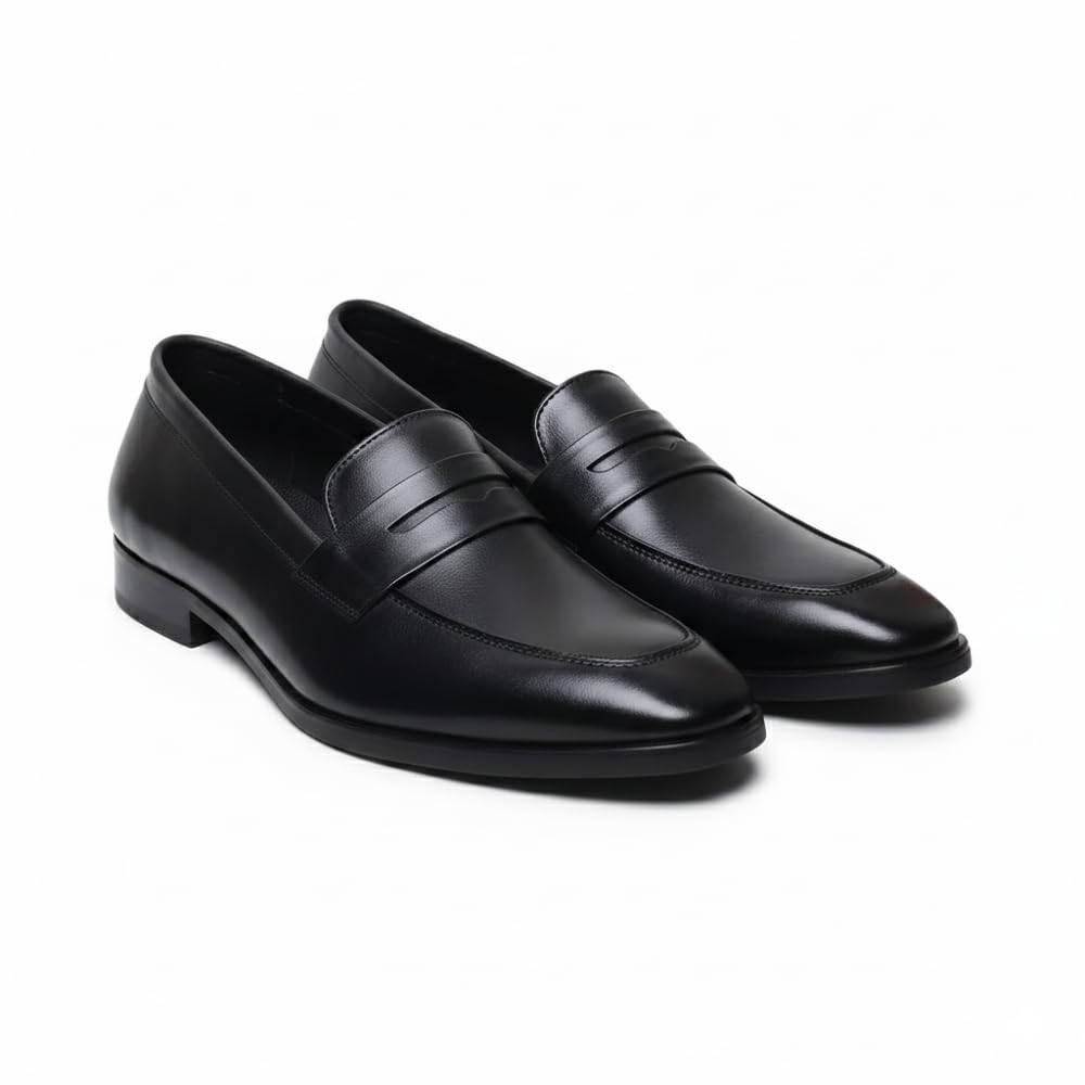 Belmonte Loafers for Men | Black Textured Genuine Leather Shoes | Formal & Casual Comfort Footwear-image-45