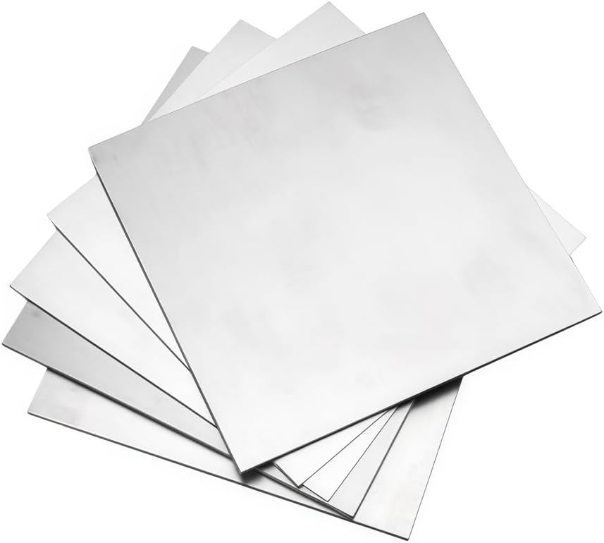 Pure Titanium Plate TA1, 100×100mm Titanium Sheet, Thin TA1 Metal Plate 0.1–2.5mm Thickness for DIY Crafts, Model Making, Industrial Use,0.5mm 5pcs