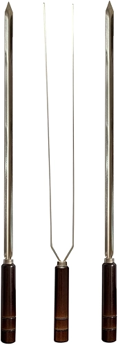 Kit 3 Espetos Artesanais Inox P/Churrasco