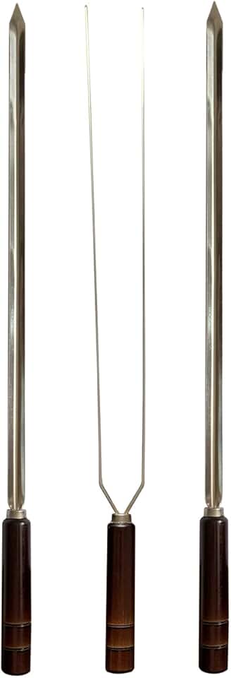 Kit 3 Espetos Artesanais Inox P/Churrasco