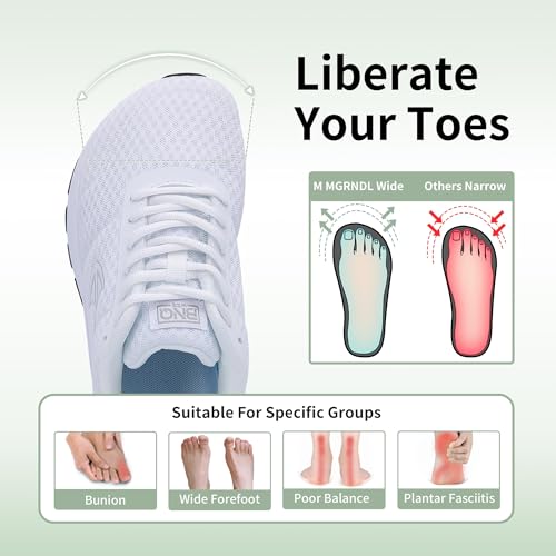 Image of Womens Wide Toe Box Walking Shoes with Arch Support Tennis Orthotic Sneakers Wide Width Shoes for Plantar Fasciitis Pain Relief White US 7.5