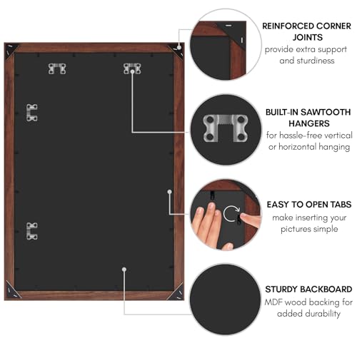 Americanflat 24x36 Poster Frame with Polished Plexiglass - Wide Picture Frames Made of Engineered Wood for Vertical or Horizontal Wall Display - Epic Collection - Mahogany