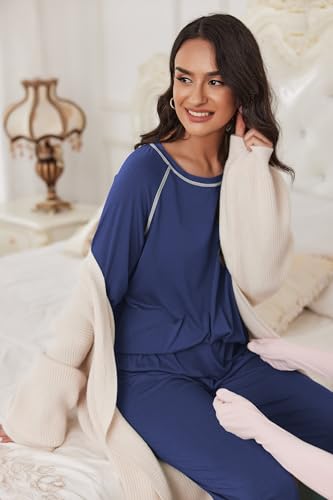 Image of Ekouaer Pajamas Set for Women Soft Comfy Pjs Sets Long Sleeve Sleepwear Loungewear S-XXL