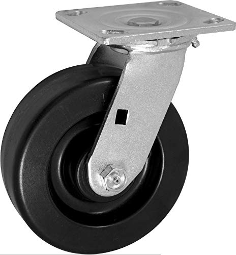 CasterHQ 8 X 2 INCH Swivel Caster - PHENOLIC Wheel - 1250 LBS Capacity - 8 inch x 2 inch - Medium Heavy Duty - Industrial/Commercial TOP Plate Size: 4” X 4-1/2”