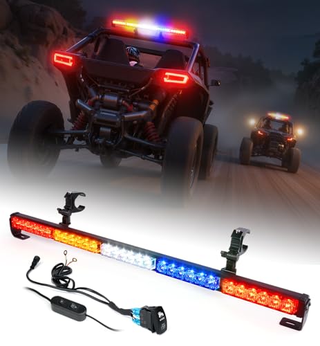 Lupar 30'' UTV LED Chase Light Bar w/ 1.75''-2'' Roll Cage Mount Bracket Rear Chase Light Bar w/Brake, Running, Reverse & Turn Signal Lights for Polaris RZR Can-Am Yamaha, Kawasaki 4x4 Trucks (RYWBR)