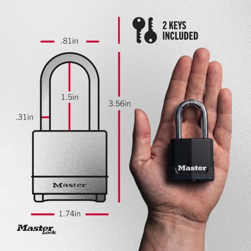 Image of Master Lock Magnum Outdoor Padlock, Heavy Duty Keyed Lock M115XDLF, Black