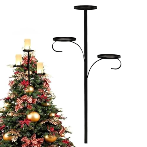 Portacandele per albero di Natale, 60 cm, supporto per candelabro, decorazione a 3 ripiani in metallo, per interni ed esterni, decorazione notturna elegante per la casa, per autunno, matrimoni