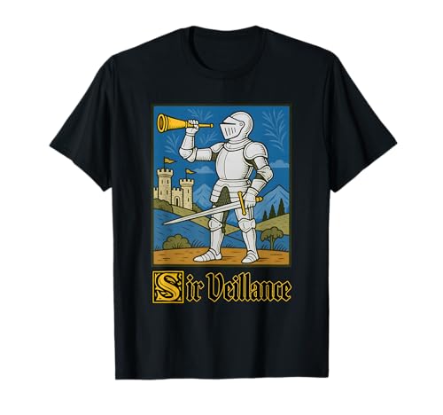 Funny Meme Medieval Knight Pun Sir Veillance T-Shirt