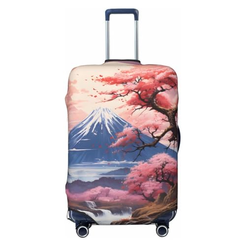 Japanese Mountain Floral Luggage Cover Washable Elastic Suitcase Cover Anti-Scratch Travel Luggage Protector Covers for Kids Adult M fits 22-24 inch Suitcase - Main Image