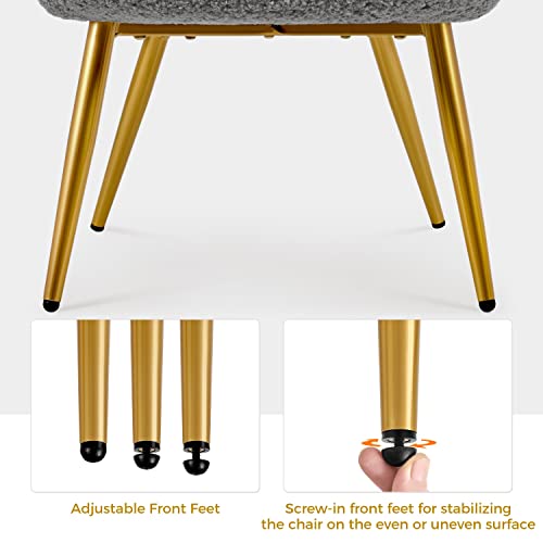 Yaheetech Ohrensessel mit Hocker Polyester-Bezug, Fernsehsessel Armlehnensessel Polstersessel Relaxsessel Cocktailsessel Teddy-Plüsch Stilvolles Design Grau