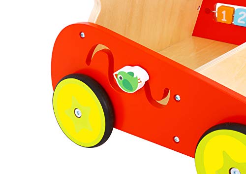 Pidoko Kids Lion Baby Walker Cart with Wheels - Wooden Activity Center Push and Pull Toy - for 1 Year Old and Up - Thumbnail 7