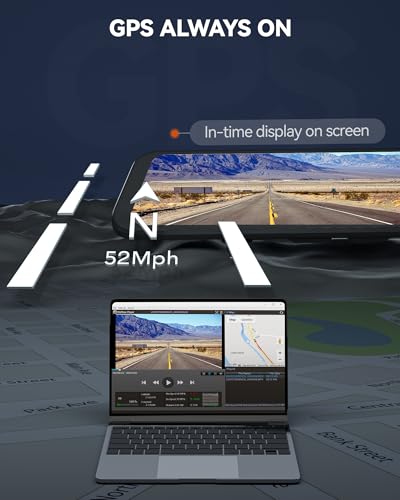Image of WOLFBOX G840H 12 inch Touchscreen Mirror Dash Cam with WiFi, 2.5K Rear View Mirror Camera with 1080P Rear Camera, Mirror Dash Camera for Car Front and Rear, Parking Mode, WDR, Included 32GB Card and GPS