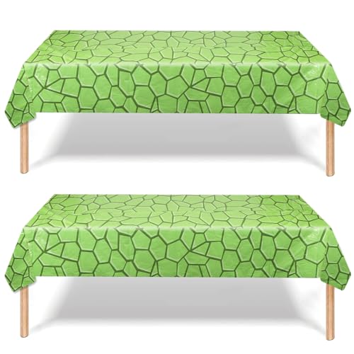 SAVITA 2pcs Nappes Tortues, 274 x 137 cm Motif Tortue de Dessin Animé Imperméable et Oléophobe Verte pour Fête d'anniversaire Décorations de Fête sur Le Thème du Dessin Animé