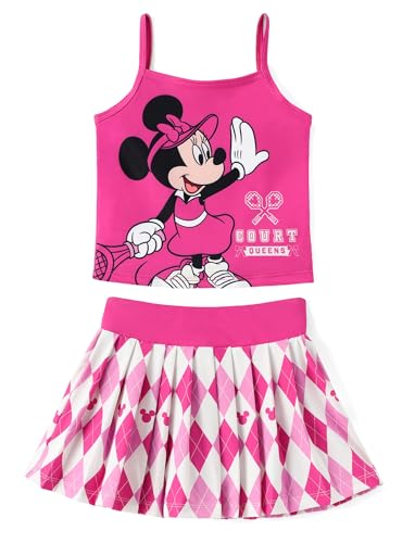 Image of Disney Minnie Frozen Stitch Princess Toddler Girls' Tennis Skirt Sets Kids Athletic Camisole Top & Skort 2 Piece Outfit 2-9Y