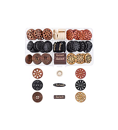 Mandala Crafts Large Wooden Buttons for Crafts – Carved Wood Buttons – Assorted Craft Buttons for Sweaters Decorative Buttons Sewing