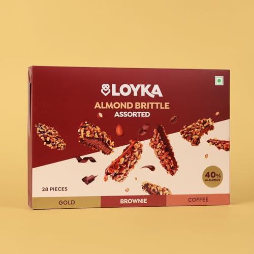Image of Loyka Almond Brittle Assorted Choco Box - 28 Pcs| Premium Chocolate Gift Hamper | Chocolate & Nut Dryfruit Delicacy | Roasted California Almonds, Dark Choco & Salted Caramel
