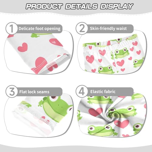 Wusikd Green Frogs Heart Girls' Leggings Toddler Doodles Cute Kids Yoga Pants Dance Active Tights 4T3