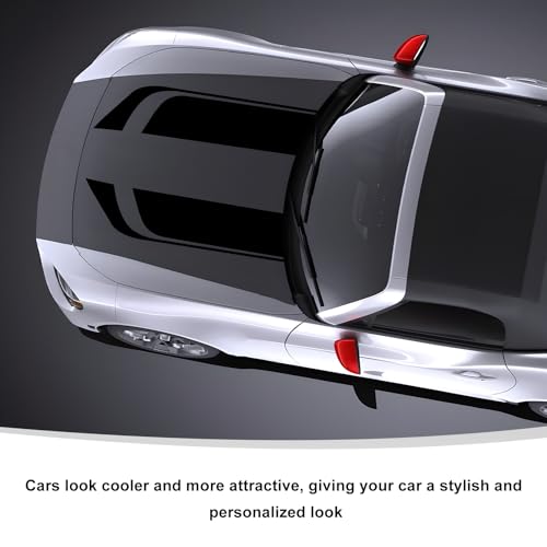 Image of Car Hood Decal Sticker, Automotive Side Body Stripe Graphics Racing Bumper Sticker, Universal Vehicle Skirt Roof Bonnet Vinyl Decal Exterior Decoration, Car Accessories (Black)