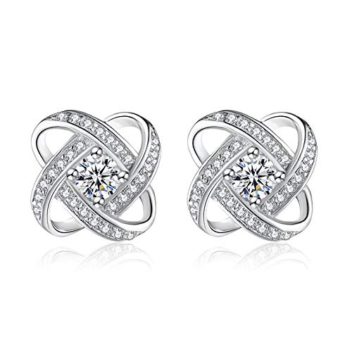 JOLVVN Boucles d'oreilles en Argent 925 avec Boîte Simple Boucles Femme Bijoux Cadeau Femme Fille(Chanceux)