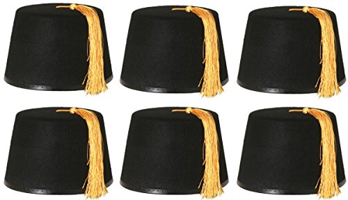 0207VP7S3RU Ilovefancydress® Fez en Feutrine Noire avec Pompon doré, Unisexe