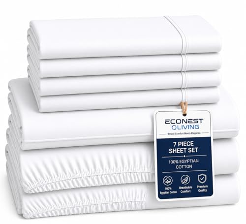 ECONEST LIVING 100% Egyptian Cotton Split King Sheet Set...