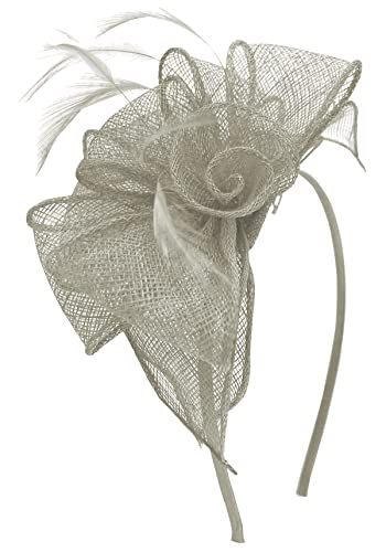 Bibi gris avec rosette et boucles bandeau cheveux pour coiffure de mariée