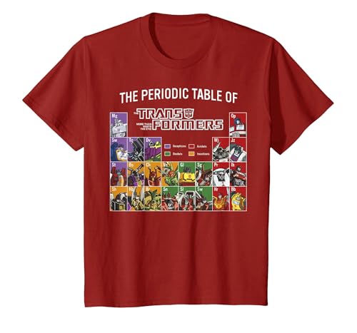 Transformers The Periodic Table of Transformers T-Shirt, Enfant, Canneberge, 8 Ans