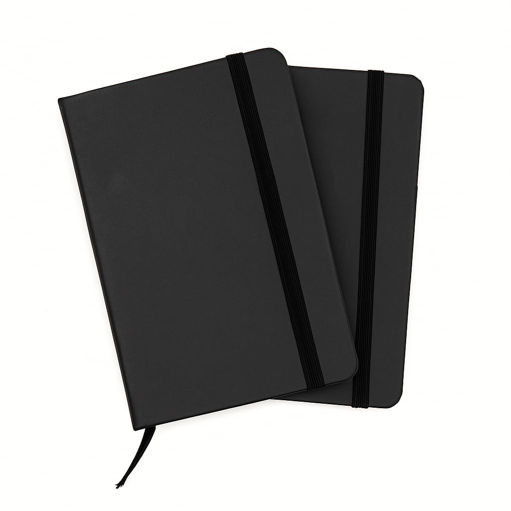AccuPrints A6 Hard Bound Diary Size 6 x 4.2 inches with 160 Pages | Notebook Diary with Elastic Lock PU Leather Pocket Diary for Office (Black) 4