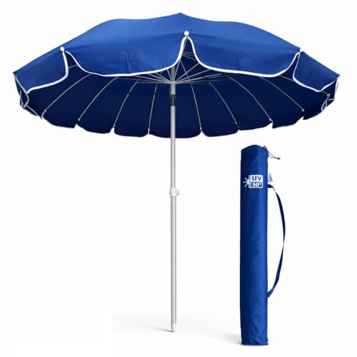 DANYX Ombrellone Mare 220 cm Antivento UV50+ 16 Stecche Fibra