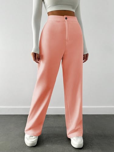 Image of Toochki Trousers for Woman Pants Women's Formal Office Korean | Beige Black Track Pant | Straight | Cotton Spandex Stretchable Trouser | High-Waisted Bottom Wear