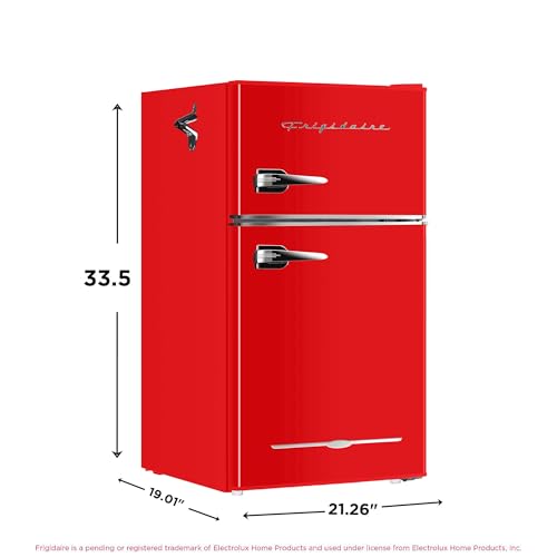 Frigidaire Retro Compact Fridge Freezer Combo, 3.1 cu. ft. Capacity, Small Top Freezer Refrigerator, Mini Fridge with Built-in Bottle Opener – 19”"D x 20.5" W x 33.5" H (Red) on Fridge.com