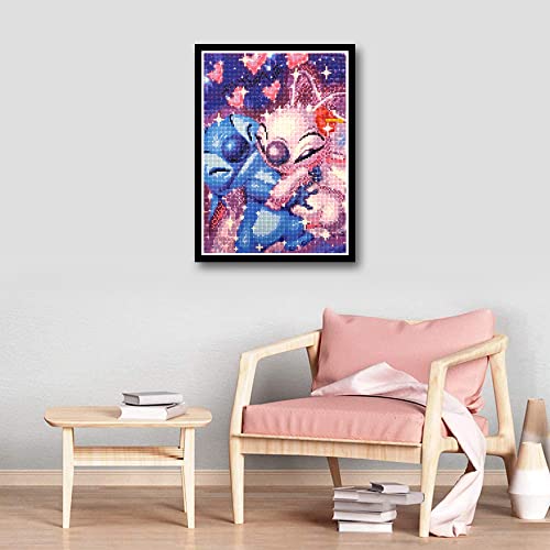 Diamond Painting Kits, Diy 5D Square Full Drill Art Perfect For Relaxation And Home Wall Decor(Stitch＆Angel,12X16Inch) #TOP2