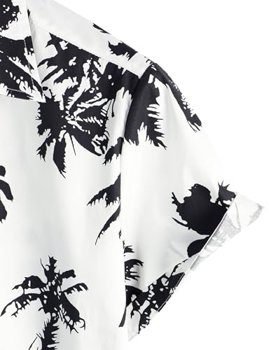 VATPAVE Mens 100% Cotton Hawaiian Shirts Floral Short Sleeve Button Down Shirts Summer Beach Shirts