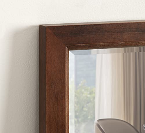 Kate And Laurel Hogan Farmhouse Wall Mirror, 18 X 24, Walnut Brown, Modern Rectangular Wood Mirror For Wall #TOP2