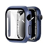 YOFITAR Apple Watch 用 ケース series9/8/7 アップルウォッチ保護カバー ガラスフィルム 一体型 PC素材 全面保護 超薄型 装着簡単 耐衝撃 高透過率 指紋防止 傷防止(41mm ブルー)